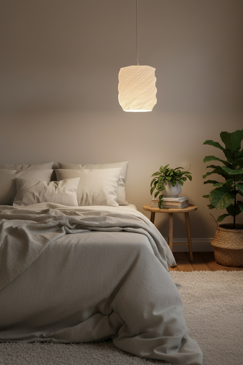 Lámpara Colgante Trama en dormitorio acogedor