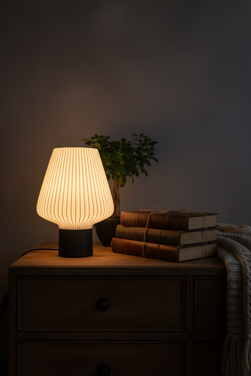Lámpara Perla ambiente nocturno con libros