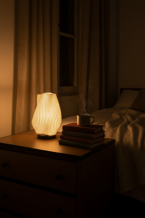 Lámpara Lumora Wave ambiente nocturno con libros