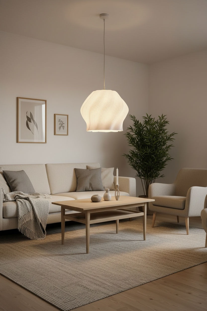 Lámpara Colgante Ondara en living escandinavo