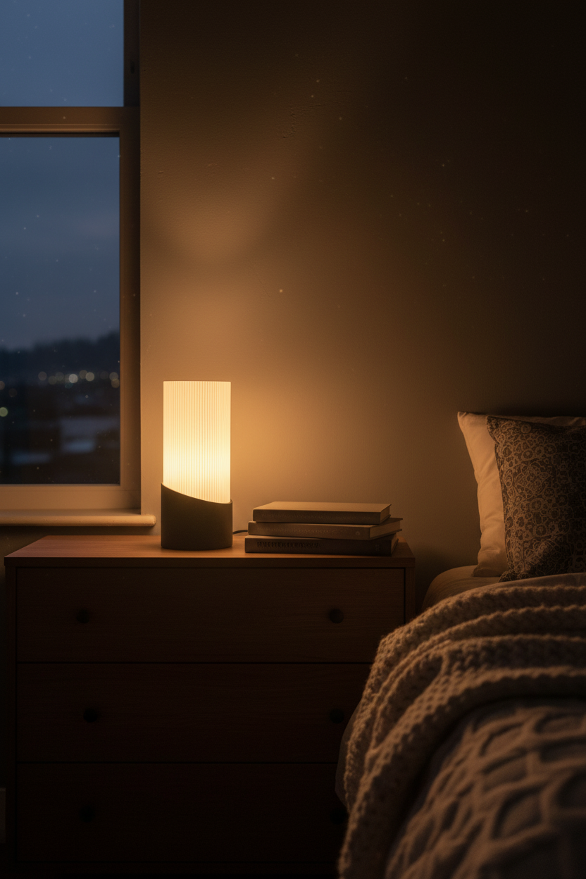 Lámpara Velvet ambiente nocturno con libros